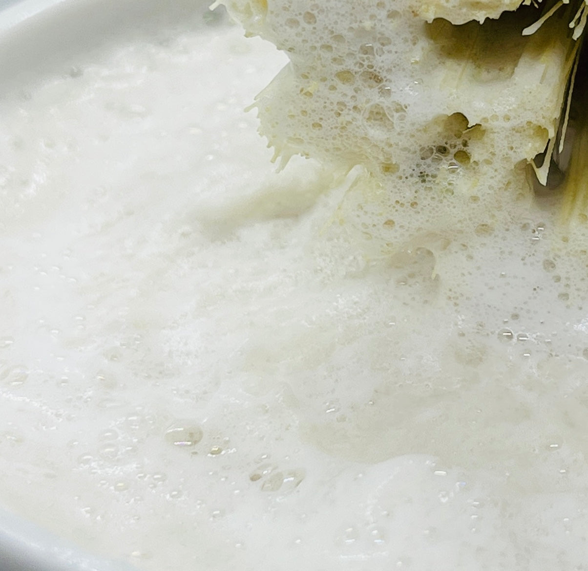 Kitchen Soap in White Ramekin and Bamboo Scrub Brush
